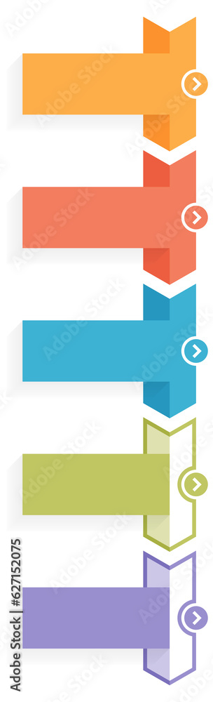Vertical timeline infographics template with five arrows Vertical timeline infographics template with five arrows