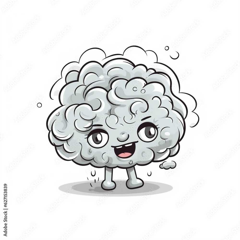 orange doodle brain cartoon style, illustrator orange doodle brain cartoon style, illustrator