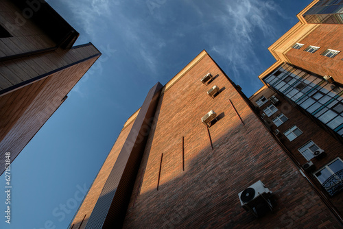 Modern architecture, multi-storey brick house.