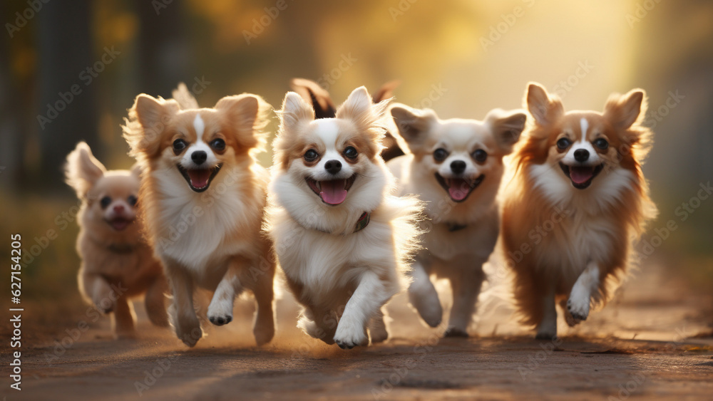 Group of Chihuahuas running together Group of Chihuahuas running together