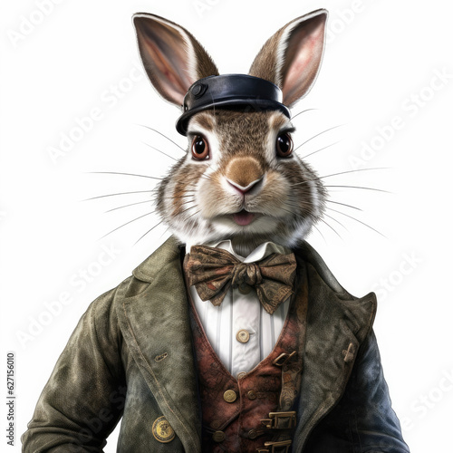 Fototapeta A Rabbit (Oryctolagus cuniculus) in a waistcoat and monocle.
