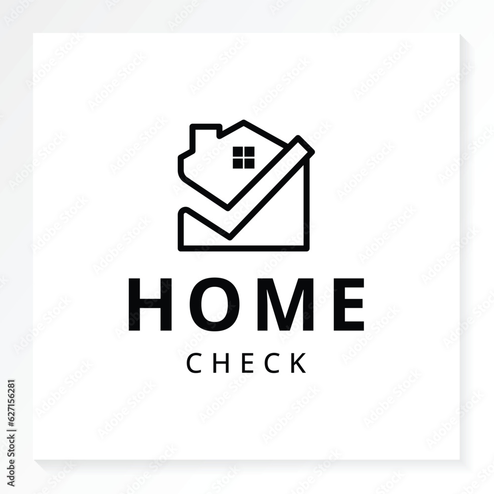 Home check modern logo isolated in white