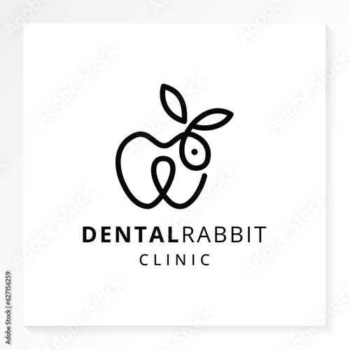Dental rabbit clinic logo isolated in white