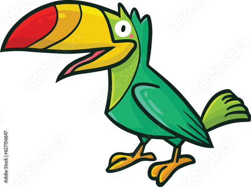 Funny green happy toucan cartoon illustration © ogieurvil