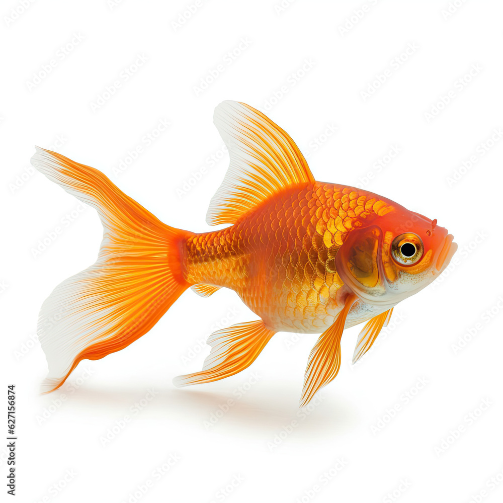 A Goldfish (Carassius auratus) with a tiny mermaid's tail.