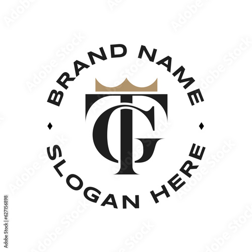 Luxury Vintage Monogram Letter TG with Crown Classic Premium logo design