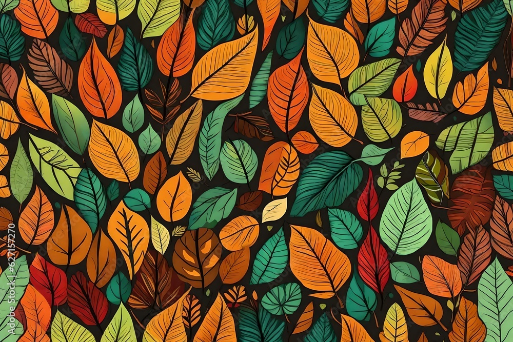 A Lot of Colorful Leaves in the style of naturalistic tones Generative AI A Lot of Colorful Leaves in the style of naturalistic tones Generative AI