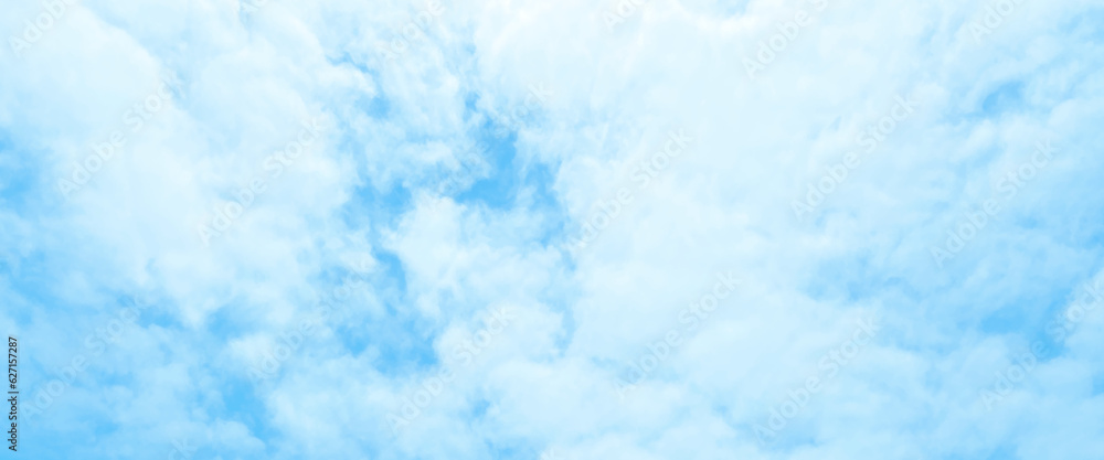 Blue sky background with clouds, white cloud on blue sky, beautiful blue sky clouds for background. Panorama of sky.	

