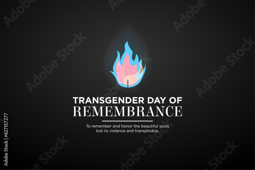 Simple Transgender Day of Remembrance Banner with burning candles using trans pride colors on dark background, celebrated on November. Vector Illustration. EPS 10.