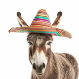 A Donkey (Equus africanus asinus) wearing a sombrero and serape.