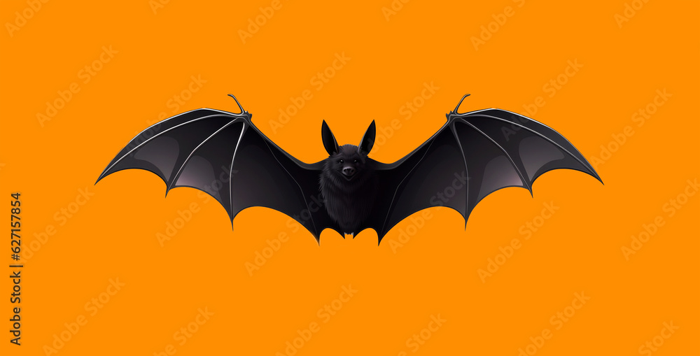 A banner layout for the Halloween holiday. Applications, carving figure in the shape of black bat. View from above