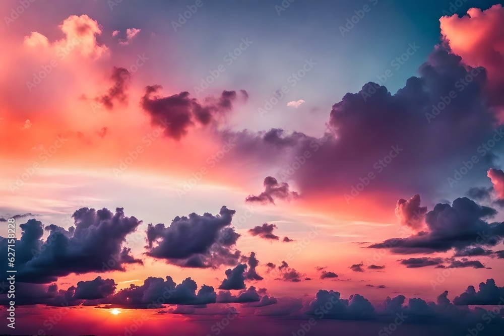 Colorful cloudy sky at sunset. Gradient color. Sky texture. Abstract nature background | Generative AI