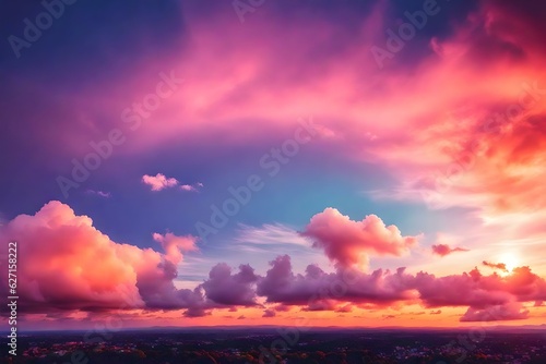 Colorful cloudy sky at sunset. Gradient color. Sky texture. Abstract nature background | Generative AI