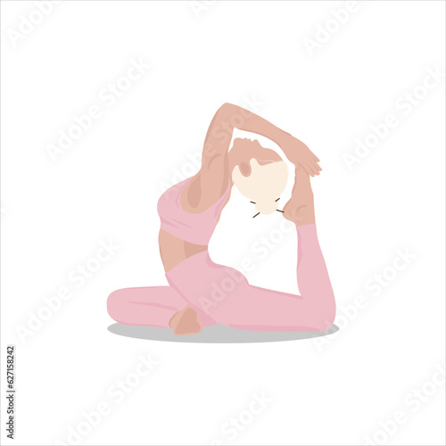 Woman in yoga pose on isolated background