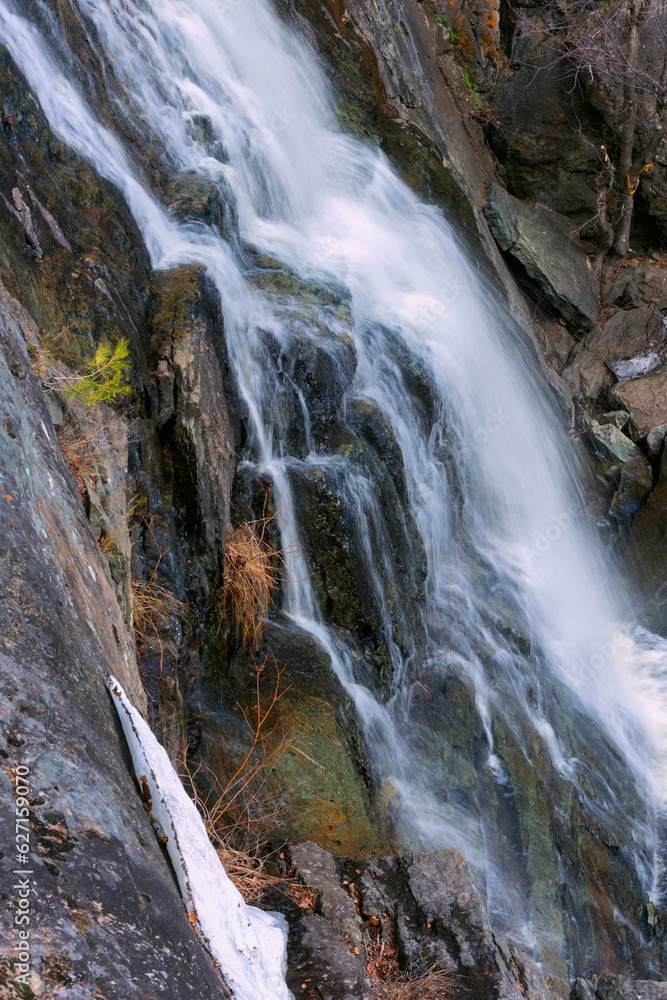 the largest waterfall in the South Urals gadelsha on a spring sunny day the largest waterfall in the South Urals gadelsha on a spring sunny day
