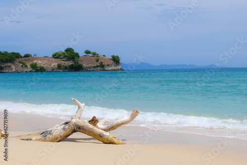 The view of beautiful blue sea from the beach ini aceh. 