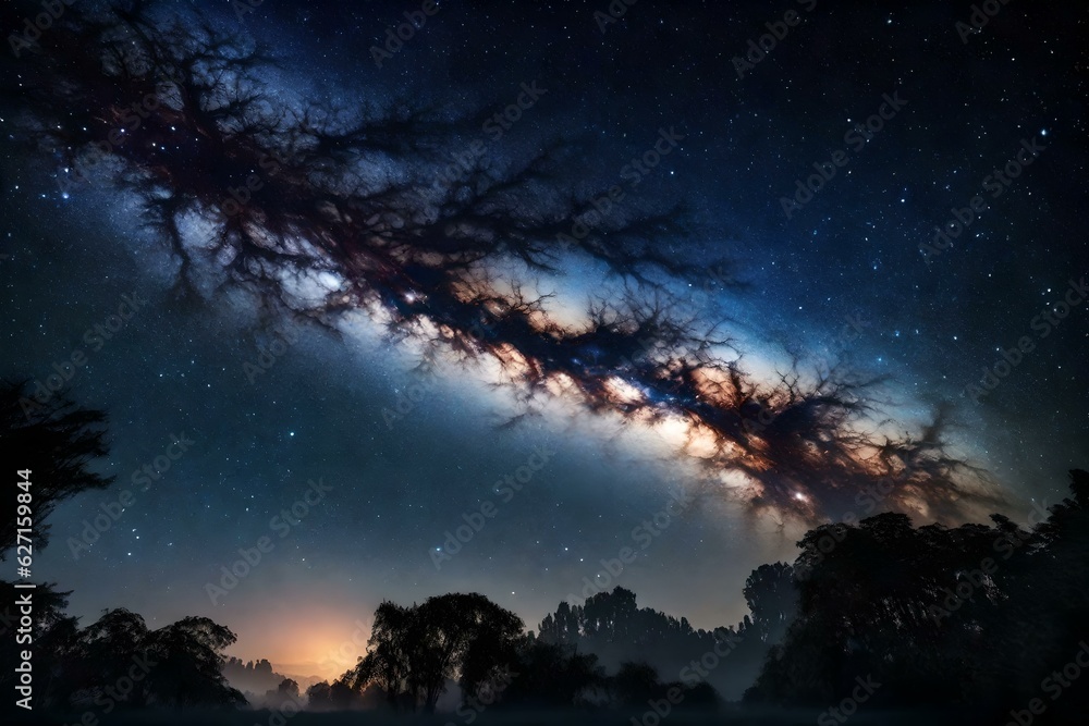 Universe Space shot of Milky Way Galaxy with stars on a Night sky Background, Generative AI