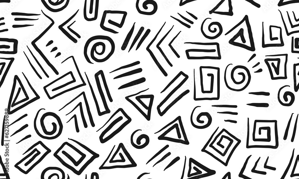 Doodle seamless pattern. Hand drawn Geometric pattern memphis style background. isolated on white background. vector illustration Doodle seamless pattern. Hand drawn Geometric pattern memphis style background. isolated on white background. vector illustration