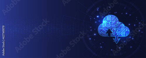 Cloud technology. Cloud computing. Big data center. Cloud computing storage technology background. Cloud technology digital data services innovation concept.
