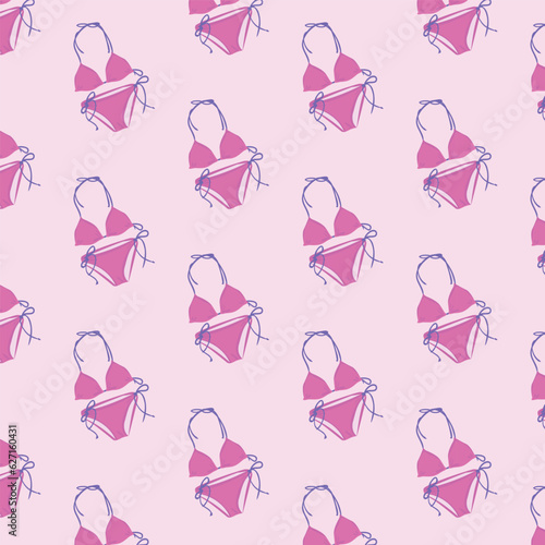 Pink Bikini Seamless Pattern Fabulous Background