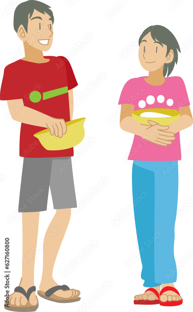 銭湯に通うカップルのイラスト Stock Vector | Adobe Stock