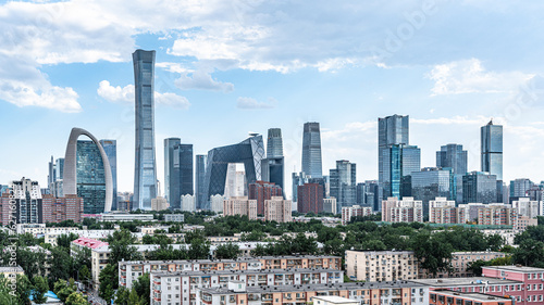 China Beijing CBD urban development blue sky and white clouds