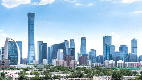 China Beijing CBD urban development blue sky and white clouds