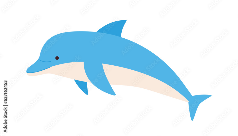 Fototapeta premium Marine life illustration. Dolphin side view.