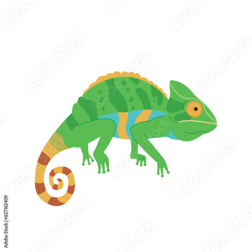 Color changing chameleon reptile illustration. simple hand drawn style illustration
