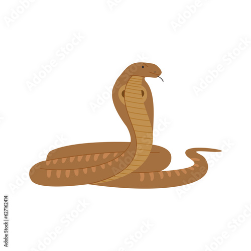 An illustration of a cobra reptile holding its head up. simple hand drawn style illustration