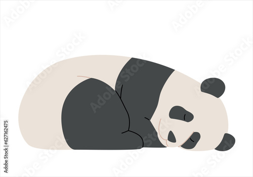 The baby panda is sleeping on the floor. simple hand drawn style illustration photo