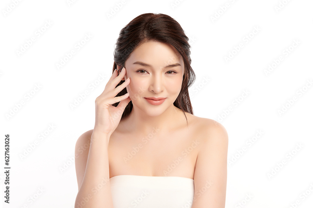 Beautiful young asian woman with clean fresh skin on white background, Face care, Facial treatment, Cosmetology, beauty and spa, Asian women portrait. Beautiful young asian woman with clean fresh skin on white background, Face care, Facial treatment, Cosmetology, beauty and spa, Asian women portrait.