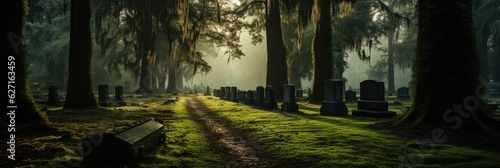 Cemetery Among Tall Cypress Trees, Reminiscent Of A Peaceful Retreat. Peaceful Retreat, Cemetery, Cypress Trees, History, Rest And Relaxation, Solitude, Nature, Serenity