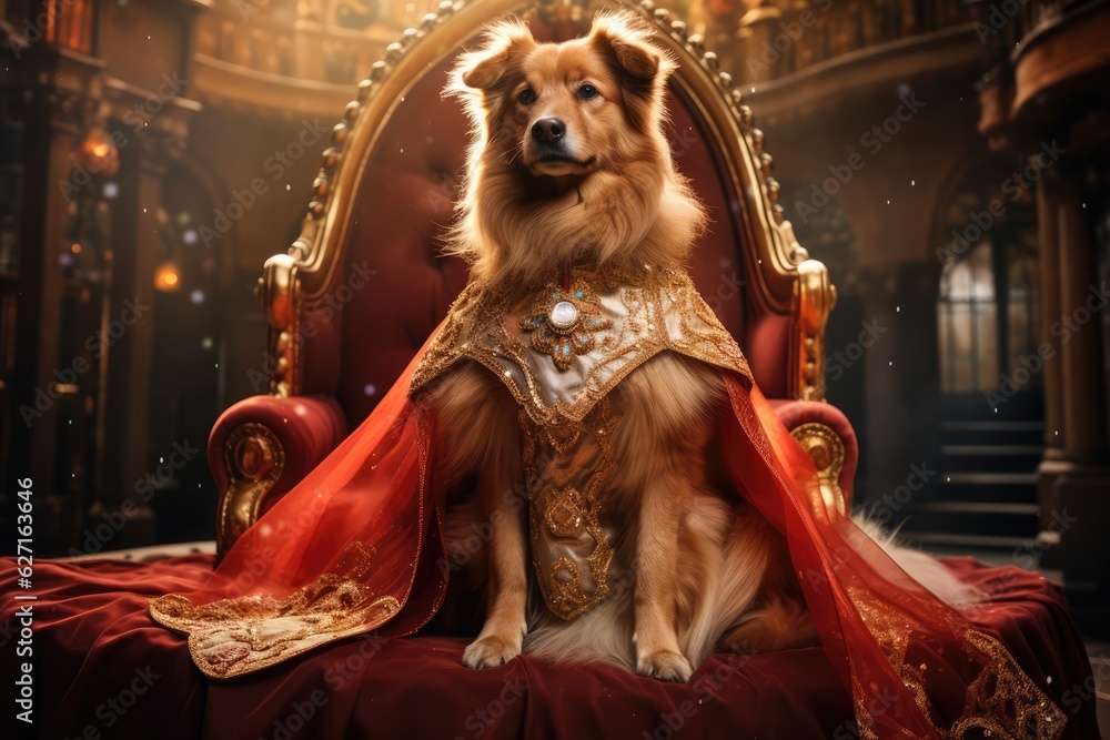 Elegant Dog Feeling Like A Fairy Tale Prince With A Princely Cape. Dog Cape Styles, Dogs Elegant Feelings, Fairy Tale Prince Imagery, Clothing For Dogs