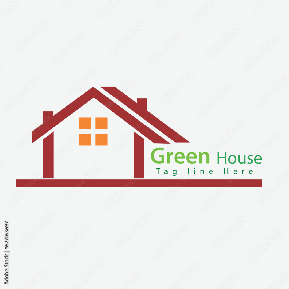 Vector green eco house logo concept Vector green eco house logo concept