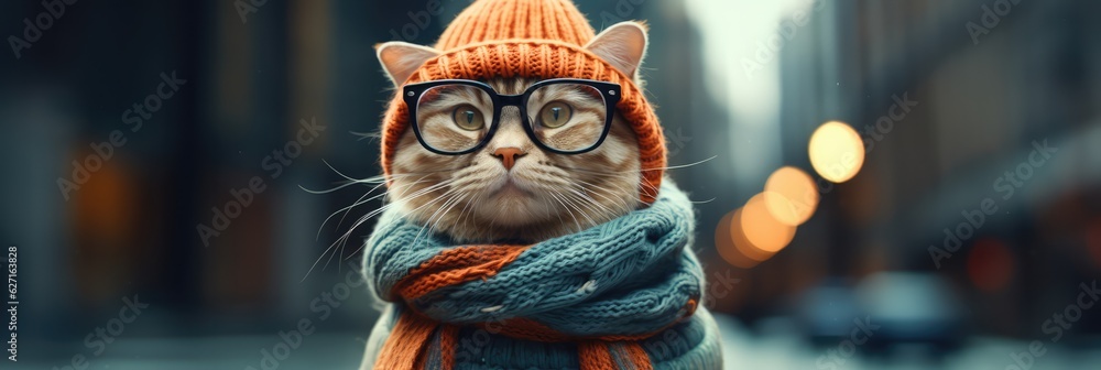 Hipster Cat With A Cool Beanie And Scarf. Cat Accessories, Hipster Cats,  Cat Beanies, Cat Scarves, Funky Feline Fashion, Stylish Cat Photos, Cat  Clothing Trends Stock Photo | Adobe Stock