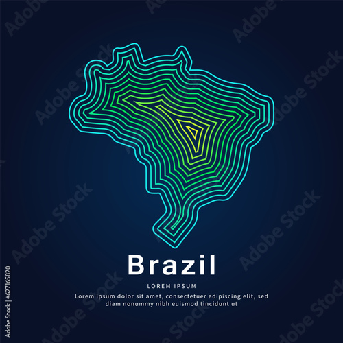 Brazil map Illustration in a linear style. Abstract line art Brazil map color silhouette on a dark background. map of Brazil vector design - EPS 10