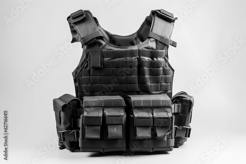 Bulletproof vest on the the white background, professional equipment, isolated, created with Generative AI photo