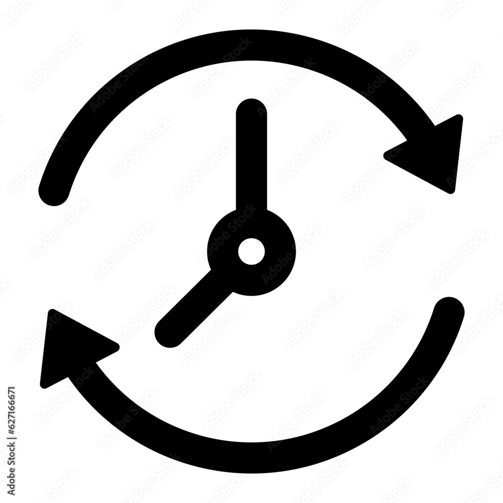 Black single round future clock line icon, simple change or update time ...