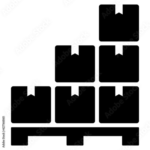 Black pile of stacked sealed goods cardboard boxes icon, generic concept flat design illustration, pictogram vector for app ads web banner button ui ux interface elements isolated on white background