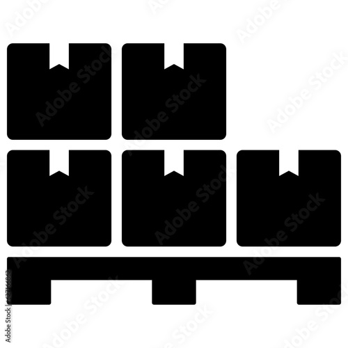 Black pile of stacked sealed goods cardboard boxes icon, generic concept flat design illustration, pictogram vector for app ads web banner button ui ux interface elements isolated on white background