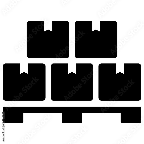 Black pile of stacked sealed goods cardboard boxes icon, generic concept flat design illustration, pictogram vector for app ads web banner button ui ux interface elements isolated on white background