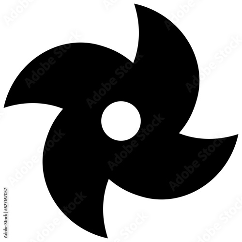 Single black shuriken blade icon, simple Japan culture weapon flat design vector pictogram infographic, interface elements for app logo web website button ui ux isolated on white background