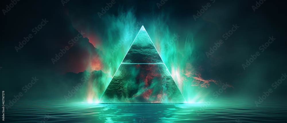 3d render abstract triangle fantasy background, Generative ai