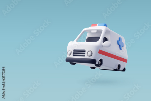 3d Vector Ambulance emergency service, Medical rescue service, Healthcare and medical concept.
