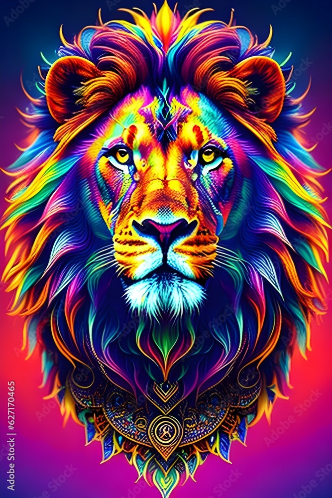 colorful rainbow lion