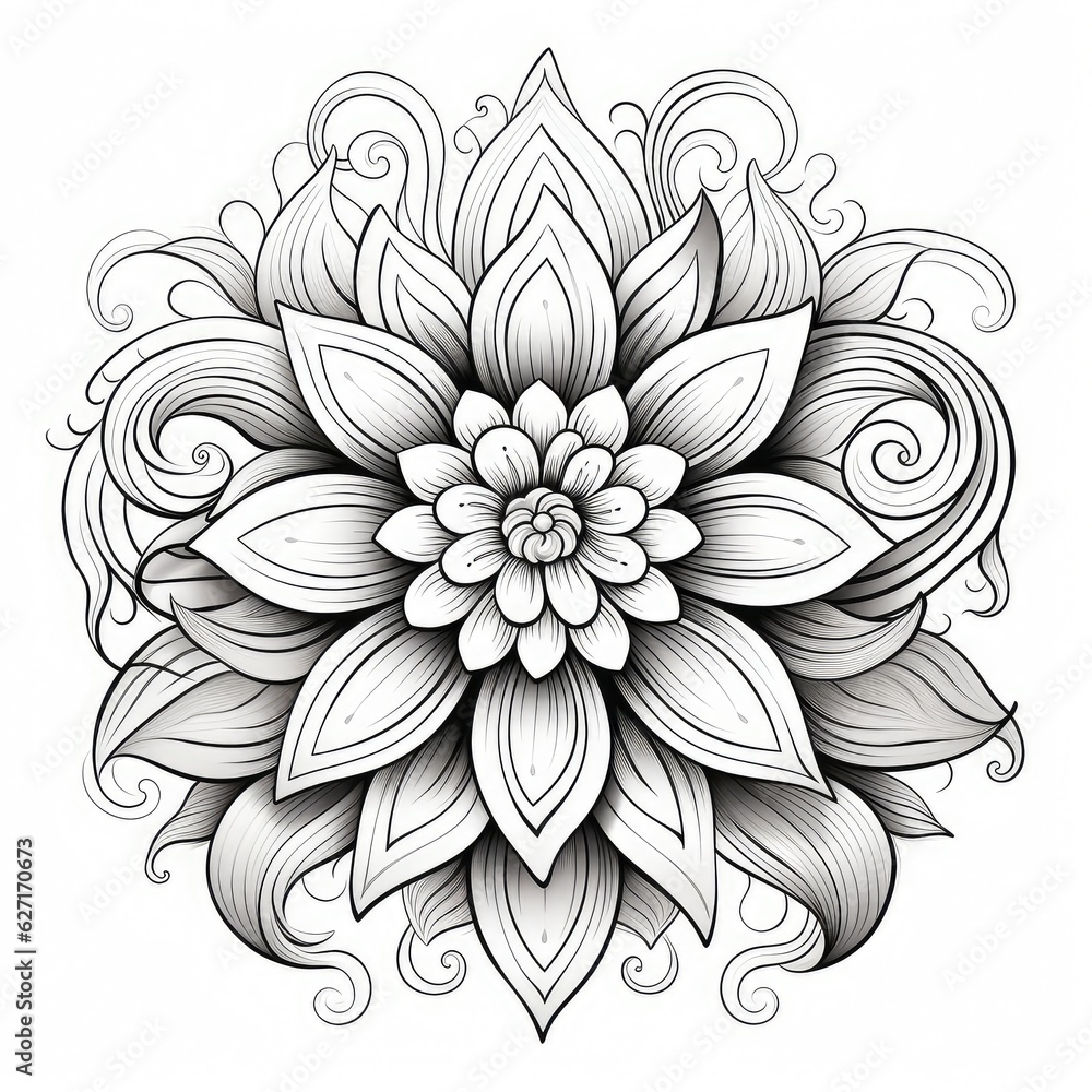 mandala design on white isolated background. boho mandala. Mandala with floral patterns. AI Generative. mandala design on white isolated background. boho mandala. Mandala with floral patterns. AI Generative.