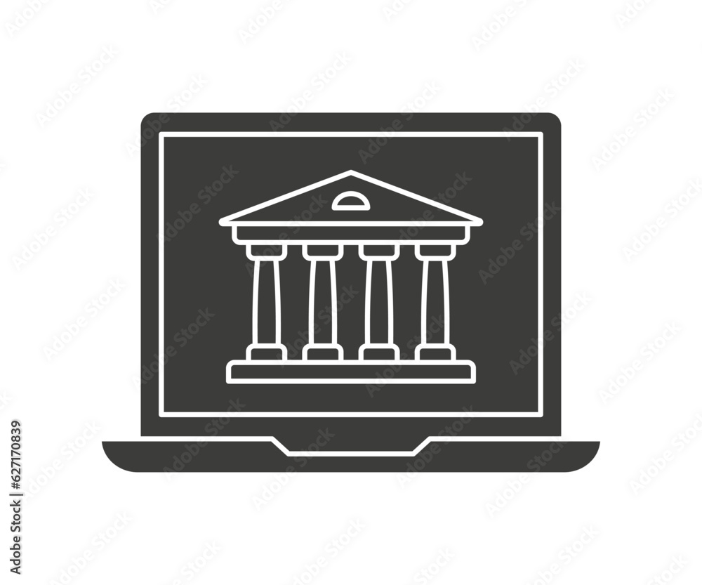 Online Museum glyph icon on white background. Vector illustration. Online Museum glyph icon on white background. Vector illustration.