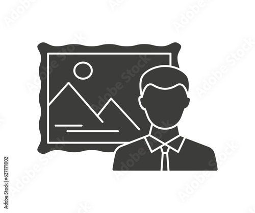 Guide to the art gallery glyph icon on white background. Vector illustration.