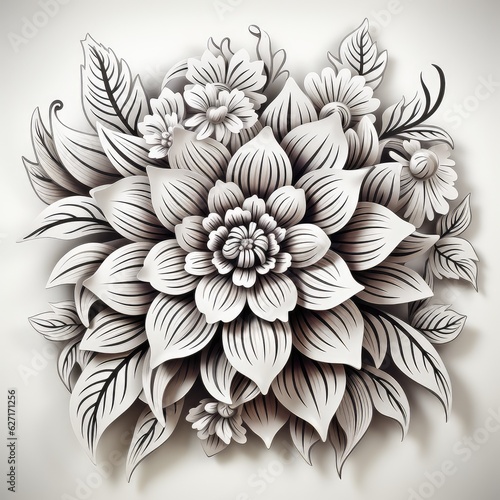 mandala design on white isolated background. boho mandala. Mandala with floral patterns. AI Generative.